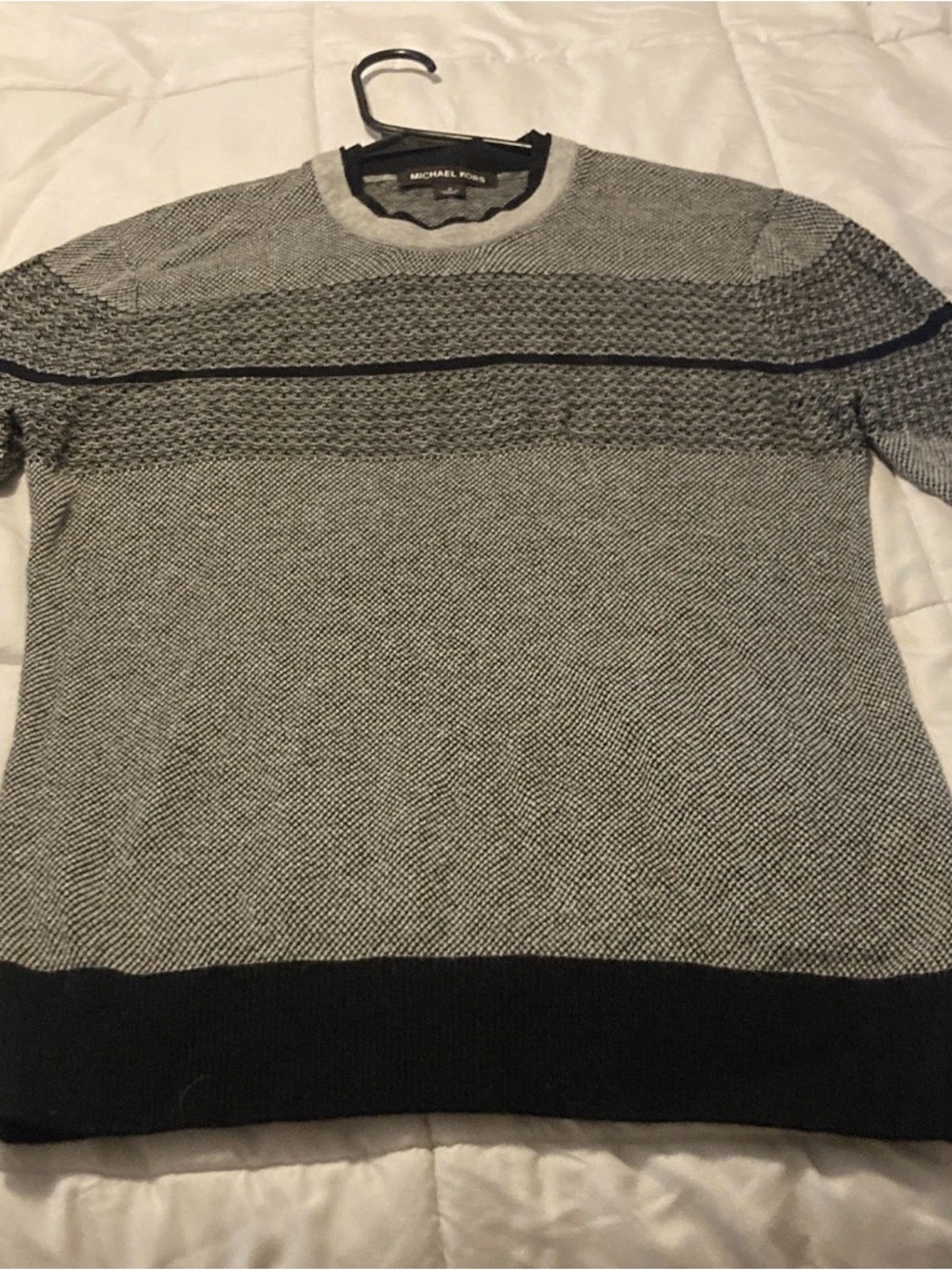 Michael Kors Men’s Gray and Black Crewneck Knit Sweater
